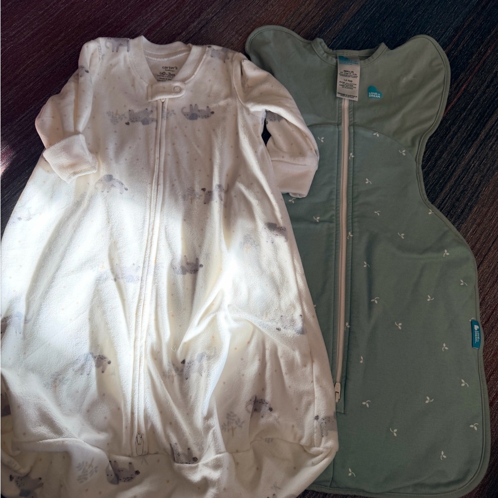 Love to dream Sleep Sacks — White Cloud Print & Sage Green